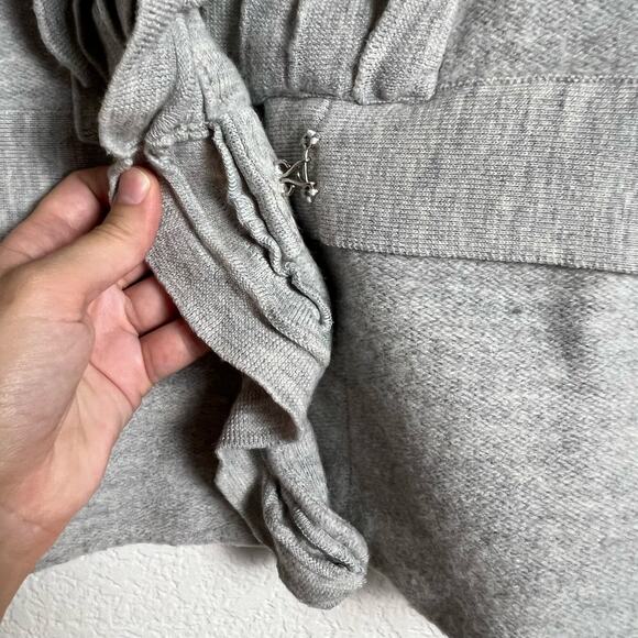 BCBGMaxAzria Gray Ruffle Wool Long Sleeve Cardigan Sweater Size Small - Picture 9 of 9